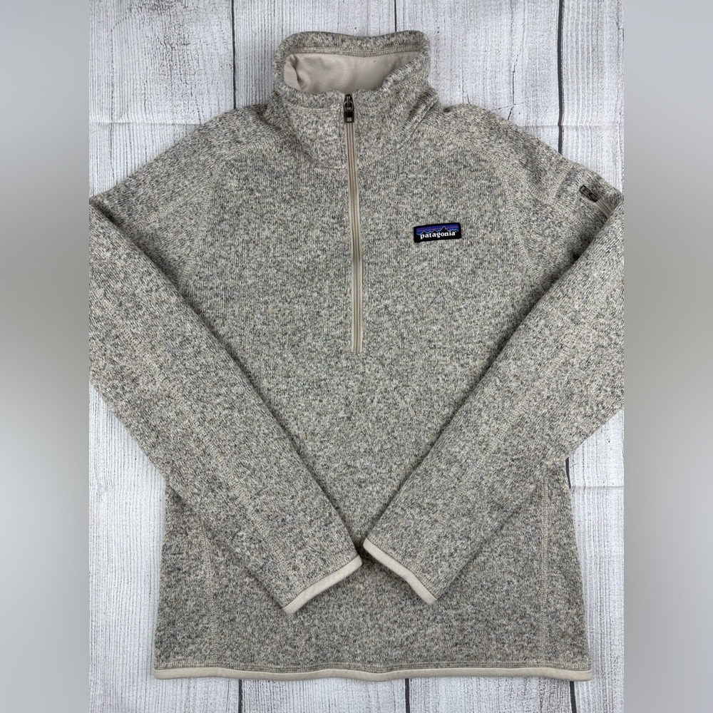 VGC! Patagonia Better Sweater Fleece Jacket 1/4 Zip Birch White Sz Small Women’s